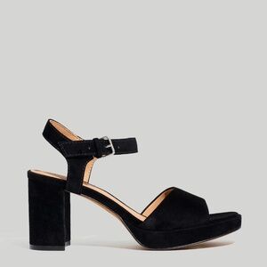 Madewell The Nadia Platform Sandal Block Heels 10 Black NEW